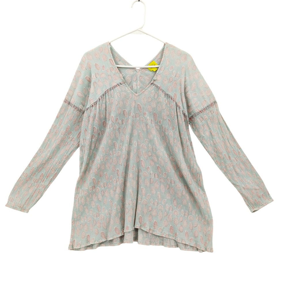 Roller Rabbit Womens Coastal Gauze Paisley Soft Girl Tunic Top Size M Mint Green